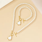 Load image into Gallery viewer, Irregular Imitation Pearl Pendant Bracelet Necklace Set For Women's Collarbone Chain Holiday Party Gift Fashion Jewelry AS007