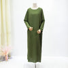 Women Long Dresses Muslim Ramadan Loose Maxi Dress Solid Crew Neck ,Elegant Long Sleeve Muslim Abaya ,Women's Clothing
