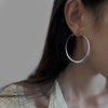 2024 New Trendy Silver Color Big Circle Hoop Earrings for Women Exaggerated Metal Geometric Smooth Round Earrings Jewelry Gift