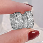 Load image into Gallery viewer, Huitan Korean Fashion Paved CZ Hoop Earrings for Women Metal Silver Color/Gold Color Simple Versatile Girls Earrings Hot Jewelry