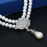 Load image into Gallery viewer, RAKOL Luxury Bride Pearl Crystal Jewelry Sets for Women Korean Temperament Short Collarbone Earring Necklace Set