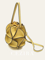 Load image into Gallery viewer, CEZIRA Women Fashion Niche Design Bucket Shoulder Bag PU Vegan Leather Cute Petal Patchwork Drawstring Cross Body Handbag Purses