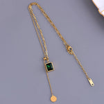 Load image into Gallery viewer, Korean Fashion Emerald Stainless Steel Gold Color Necklace for Woman Jewelry Girl's Sexy Clavicle Chain Collares Para Mujer