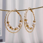 Load image into Gallery viewer, Stainless Steel Hoop Earrings for Women Metal Pearl Earrings Geometric Layer Circle Fashion Earing 2024 Trend Ear Rings New in