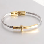 Load image into Gallery viewer, Stainless steel round cable bracelet high quality steel wire Bolt buckle women's bracelet jewelry
