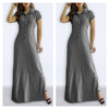 Europe And America Cross Border New Long Dress Shirt Collar Split Pocket Large Swing Dress Large Casual Denim Dress