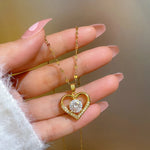 Load image into Gallery viewer, Luxury Shiny Zircon Crystal Heart Pendant Stainless Steel Necklace For Women Korean Fashion Female Wedding Jewelry Neck Chain
