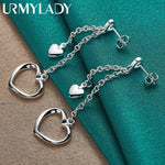 Load image into Gallery viewer, URMYLADY 925 Sterling Silver Hollow Solid Heart Earrings Eardrop For Women Charm Wedding Fashion Engagement Jewelry