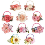 Load image into Gallery viewer, High Elastic Hair Bands Rose Flower Peal Girls Hair Scrunchies Sweet Kids Rubber Bands Ponytail Tie Hair Accessories
