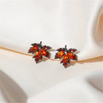 Load image into Gallery viewer, Exquisite Red Rhinestone Zircon Maple Leaf Stud Earrings For Women Vintage Personality Crystal Earring Fall Winter Charm Jewelry