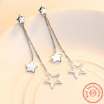Load image into Gallery viewer, Genuine 925 Sterling Silver Jewelry Long Chains Star Drop Earrings For Lady New XY0026