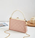Load image into Gallery viewer, New Fashion Versatile Lingge Embroidery Clip Chain Strap Crossbody Mobile Phone Bag Pearl Handheld Women's Bag