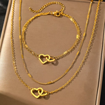 Load image into Gallery viewer, Stainless Steel Jewelry Sets High-end Atmosphere Love Bracelet Love Necklace Double Chain Design Jewelry Sets For Women Jewelry