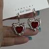 Y2K Goth Heart Cross Star Pendant Earrings Women Red Zircon Love Dangle Earring Gothic Irregular Tassel Earrings Fashion Jewelry