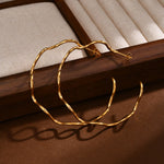 Load image into Gallery viewer, Open Hoop Earrings Women, Minimalist 18K Gold Plated Large Earrings Wave Shape Big Hoops,Stainless Steel Jewelry