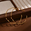 Open Hoop Earrings Women, Minimalist 18K Gold Plated Large Earrings Wave Shape Big Hoops,Stainless Steel Jewelry