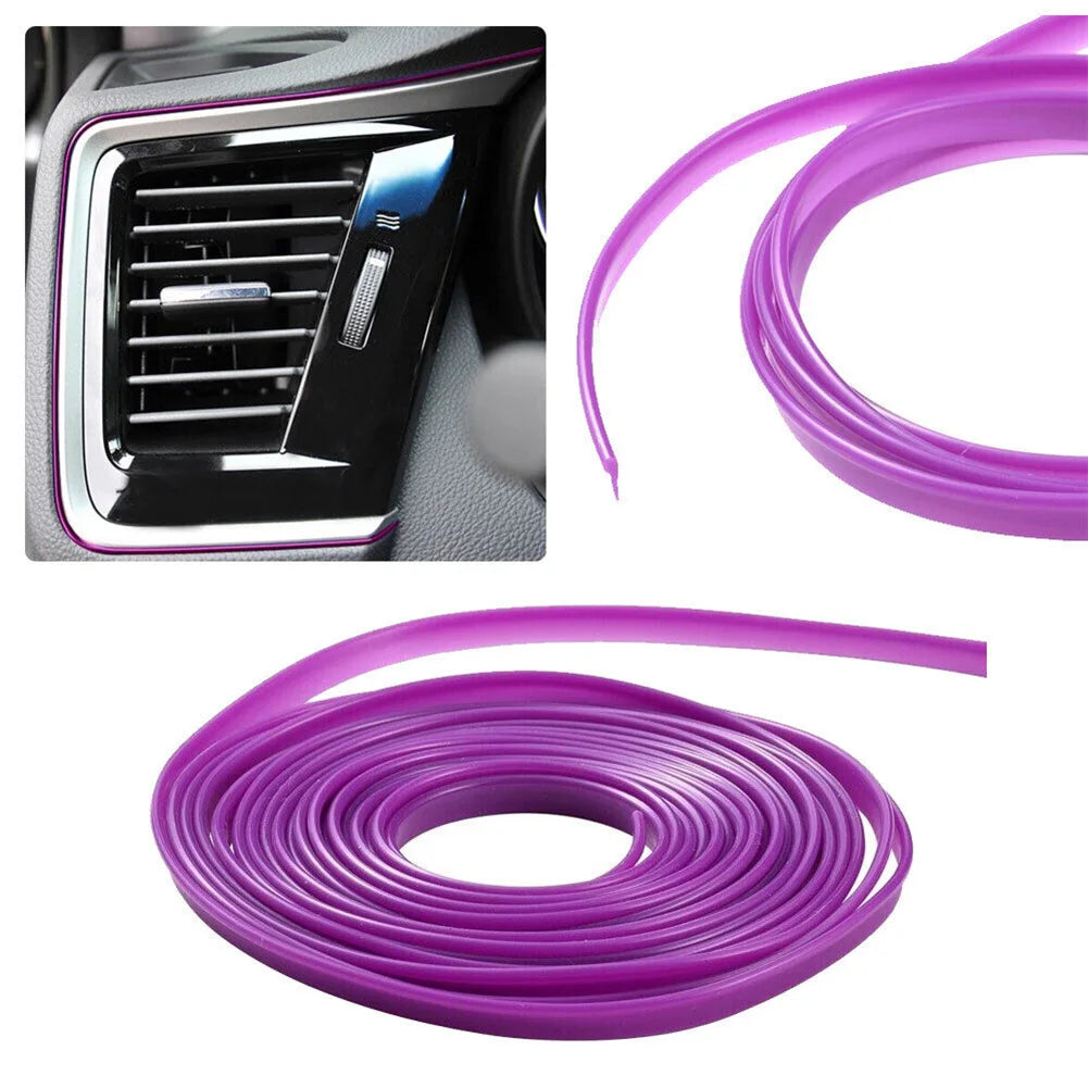 1pc Car Moulding Trims Interior Accessories Purple Silicone 5M Length 5m Car Cover Trim Car-Styling High Quality