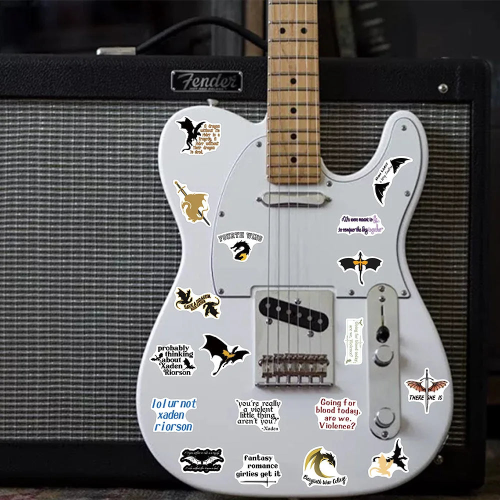 10/50/100pcs Fantasy Dragons Fourth Wing Book Stickers Aesthetic Decals DIY Stationery Notebook Phone Luggage Waterproof Sticker