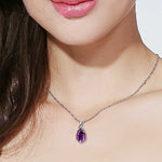 Load image into Gallery viewer, Buyee 925 Sterling Silver Stone Pendant Chain Natural Amethyst Sweet Necklace for Woman Girl Fashion Party Fine Jewelry Chain
