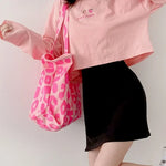 Load image into Gallery viewer, Pink Leopard Shoulder Bag Women's Large Capacity Casual Totes Ladies Cute Canvas Bags Bucket Handbag 2024 NEW
