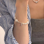 Load image into Gallery viewer, Foxanry Silver Color Irregular Geometric Beaded Pearl Bracelet For Women Girls Trendy Elegant Simple Sweet Birthday Jewelry Gift