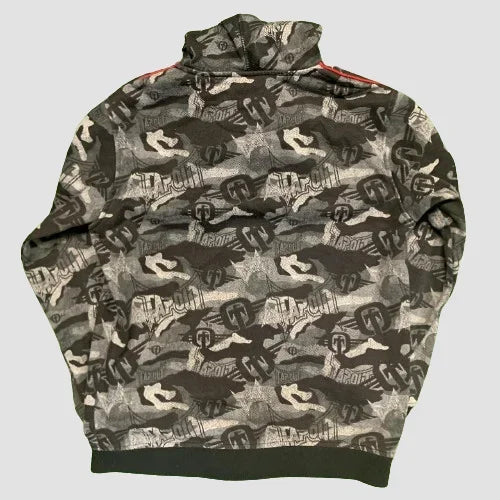 Y2K Camouflage Zipper Hoodie Tapout Oversized Tops Harajuku Goth Letter Graphics Embroidered Sweatshirt  Autumn Winter Men Women