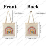 Load image into Gallery viewer, 1 Pc It Takes A Big Heart To Shape Little Minds Rainbow Pattern Tote Bag Canvas Shoulder Bag Women's Reusable Shopping Bag