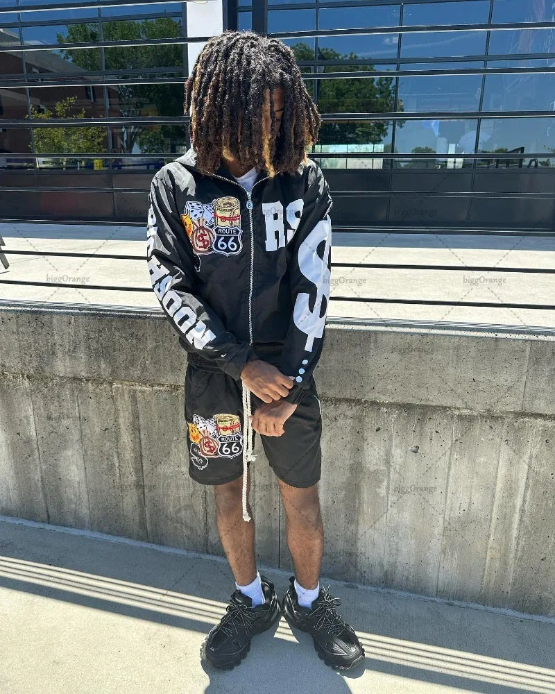 Y2K European and American Trendy Brand Clothing Street Hip-hop Printed Oversized Hoodies Casual Versatile Zipper Sweatshirts