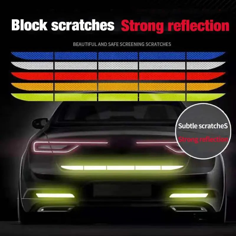 5pcs/set Car Reflective Stickers Rear Trunk Reflector Car Driving Safety Warning Mark Auto Body Waterproof Decal 90cm