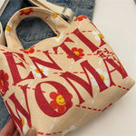 Load image into Gallery viewer, Gentle Woman Letter Printing Small Tote Bag, Street Trendy Canvas Mini Handbag Shoulder Bag, Versatile Teen Women Crossbody Bag,