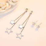 Load image into Gallery viewer, Genuine 925 Sterling Silver Jewelry Long Chains Star Drop Earrings For Lady New XY0026