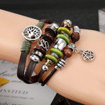 Load image into Gallery viewer, Handmade Weave Charm Tree of Life Wrap Leather Mens Bracelets for Women Star Bangles Femme Homme Male Jewellery Pulseras Mujer