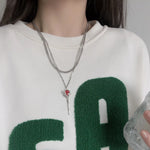 Load image into Gallery viewer, Double Layer Red Zircon Rose Pendant Necklaces Y2K Layered Flower Stone Chain Necklace Irregular Floral Aesthetic Jewelry Gifts