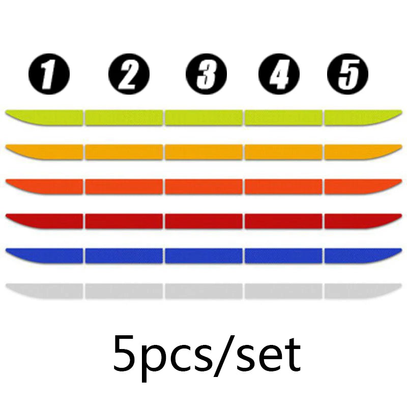 5pcs/set Car Reflective Stickers Rear Trunk Reflector Car Driving Safety Warning Mark Auto Body Waterproof Decal 90cm
