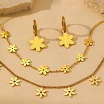 Load image into Gallery viewer, Stainless Steel Jewelry Set Simple High-end Necklace Earrings Bracelet Wrap Around Flower Designs For Women Jewelry Banquet Gift