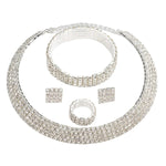 Load image into Gallery viewer, 2024 Europe and America Fashion Necklace Earring Ring Bracelet Four Piece Set Hollow Diamond Pattern Headwear Wholesale Jewelry