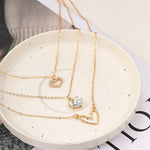 Load image into Gallery viewer, Crystal Zircon Heart Charm Layered Pendant Necklace Set for Women Charms Fashion Square Rhinestone Female Vintage Jewelry Gifts
