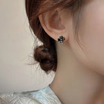 Load image into Gallery viewer, New Arrival Stud Earrings Fashion Plant Metal Women Trendy Korean Elegant Black Four-leaf Flower Light Luxury Elegant Jewelry