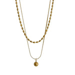 Load image into Gallery viewer, 18K Gold Plated Titanium Steel Double Layered Bead Pendant Necklace for Women Teen Girls Dainty Fashion Jewelry Gifts for Her