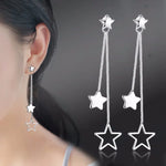 Load image into Gallery viewer, Genuine 925 Sterling Silver Jewelry Long Chains Star Drop Earrings For Lady New XY0026