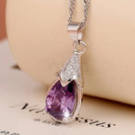Load image into Gallery viewer, Buyee 925 Sterling Silver Stone Pendant Chain Natural Amethyst Sweet Necklace for Woman Girl Fashion Party Fine Jewelry Chain