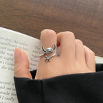 Load image into Gallery viewer, Disney Stitch Ring 925 Sterling Silver Ring Female Cartoon Niche Versatile Cute Index Finger Ring Non-fading Silver Jewelry