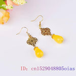 Load image into Gallery viewer, Yellow Jade Flower Earrings Natural Jewelry Gemstone Women Luxury Real Gemstones Talismans Accessories 925 Silver Amulet Carved