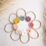 Load image into Gallery viewer, 1.6in Woolen Flowers Baby Girls Nylon Headbands Handmade Kid Elastic Hairbands Children Hair Accessories Vintage Toddler Winter