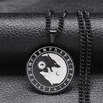 Load image into Gallery viewer, Viking Stainless Steel Divination Letter Yin and Yang Wolf Chain Necklaces Women/Men Black Color Necklace jewlery NXH284S03