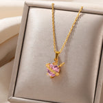 Load image into Gallery viewer, Luxury Pink Zircon Heart Necklace for Women Gothic Sword Go Through Heart Pendant Elegant Crystal Flower Love Choker Y2k Jewelry