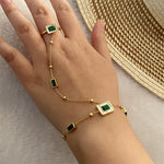 Load image into Gallery viewer, 316L Stainless Steel New Fashion Fine Jewelry 10 Different Embed Stone Zircon Charm Chain Bracelets Ring All In One For Women