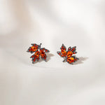Load image into Gallery viewer, Exquisite Red Rhinestone Zircon Maple Leaf Stud Earrings For Women Vintage Personality Crystal Earring Fall Winter Charm Jewelry
