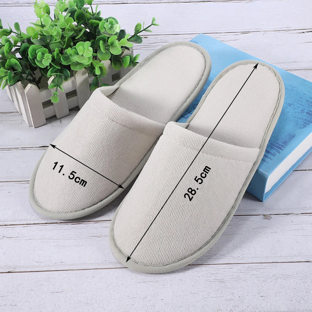 White Cotton Slippers Men Women Hotel Disposable Slides Home Travel Sandals Hospitality Footwear One Size On Sale