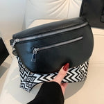 Load image into Gallery viewer, PU Leather Simple Shoulder Bag Women's Solid Bum Bag Multi-pocket Chest Bag Wide Strap Fashion Waist Bag Retro Street Fanny Pack